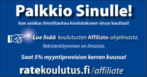 Affiliate - Ratekoulutus yhteistyökumppanuus - myyntiprovisio